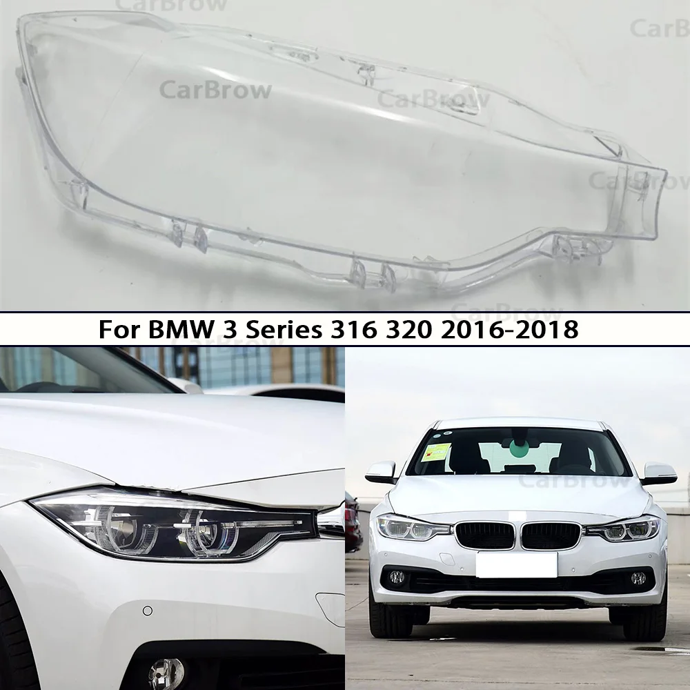 

A Pair 2PCS Transparent Headlamp Lamp Shell Replace Original Lampshade For BMW 3 Series 316 320 2016-2018 Front Headlight Cover