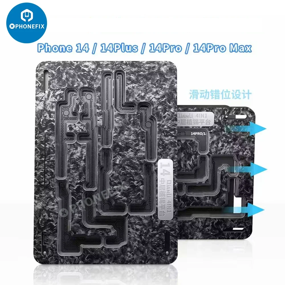 QianLi Mainboard Middle Frame Reballing Platform BGA Reballing Stencil Motherboard Fixture for IPhone X 11 12 13 14 15 16 Rework