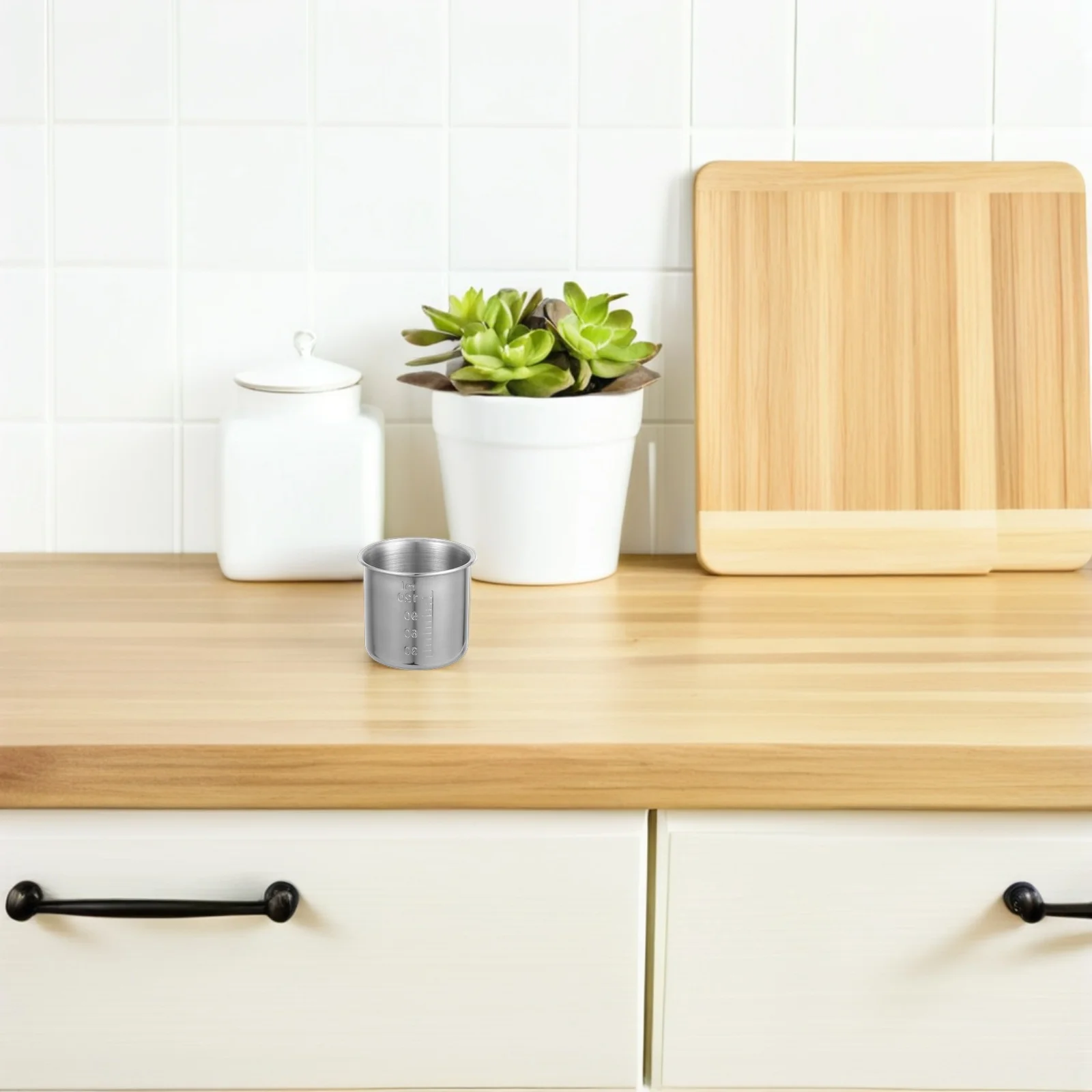 

2Pcs Stainless Steel Rice Measuring Cup Kitchen Table Container Precise Markings Baking Measuring Cups