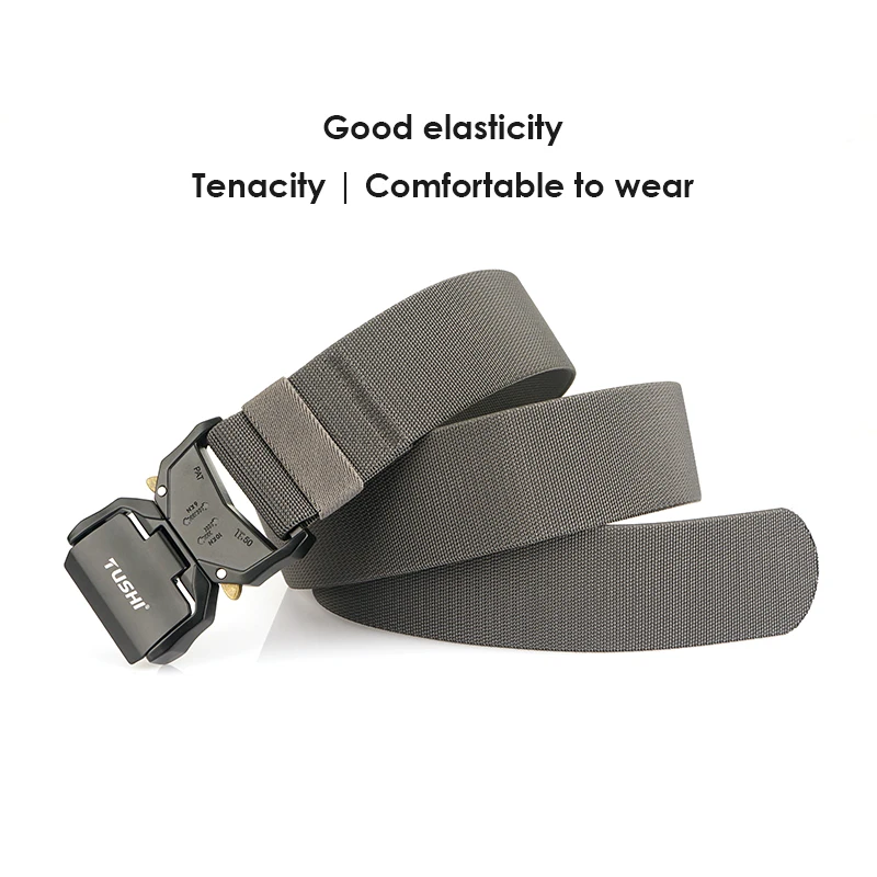 VATTLY 5cm/2 inch Elastic Belt for Men Quick Release Aluminum Buckle Military Tactical Belt Outdoor Casual Wide Belt Male