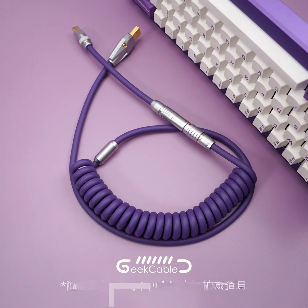 GeekBable handmade customized computer mechanical keyboard data cable, super elastic aviation plug cable, rubber gentian purple