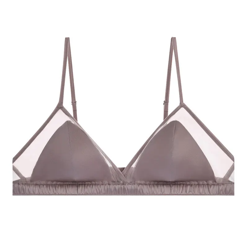 Women'S Bra Without Rods Sexy Bras French Style Mulberry Silk Solid Color Comfort Breathable Underwear Female Fashion Lingerie