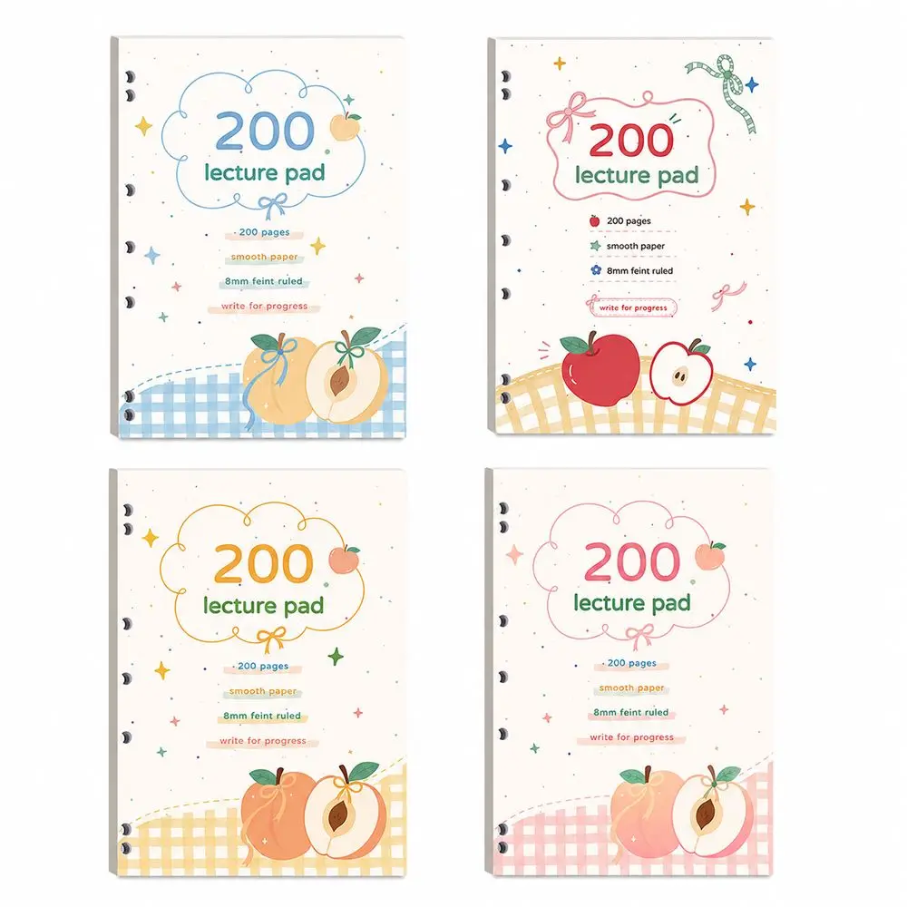 New 200 Pages Fruit Notebook Soft Cover Cartoon Ruled Notebook Ruled Pages Fruit Pattern Diary Study Notes