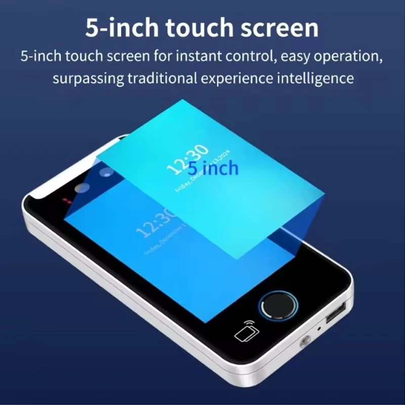 Tuya APP التحكم 5 بوصة 1080P HD شاشة WIFI AI بطاقة البيومترية الديناميكية بصمة التعرف على الوجه آلة الوصول إلى الحضور