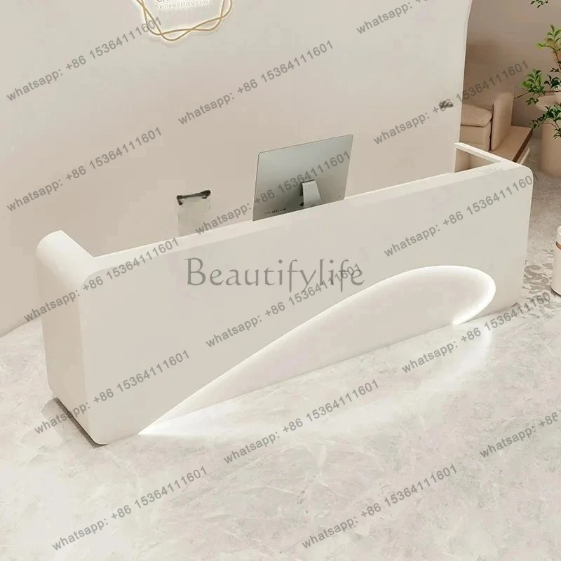 Cream wind beauty salon checkout page clothing store bar company reception table