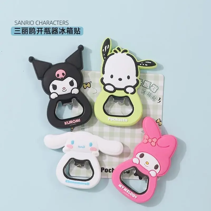 Открывалка для бутылок Sanrio, магнит на холодильник, новый Hello Kitty Kuromi Cinnamoroll, аксессуары для пива, вина, кухонные гаджеты, домашний декор