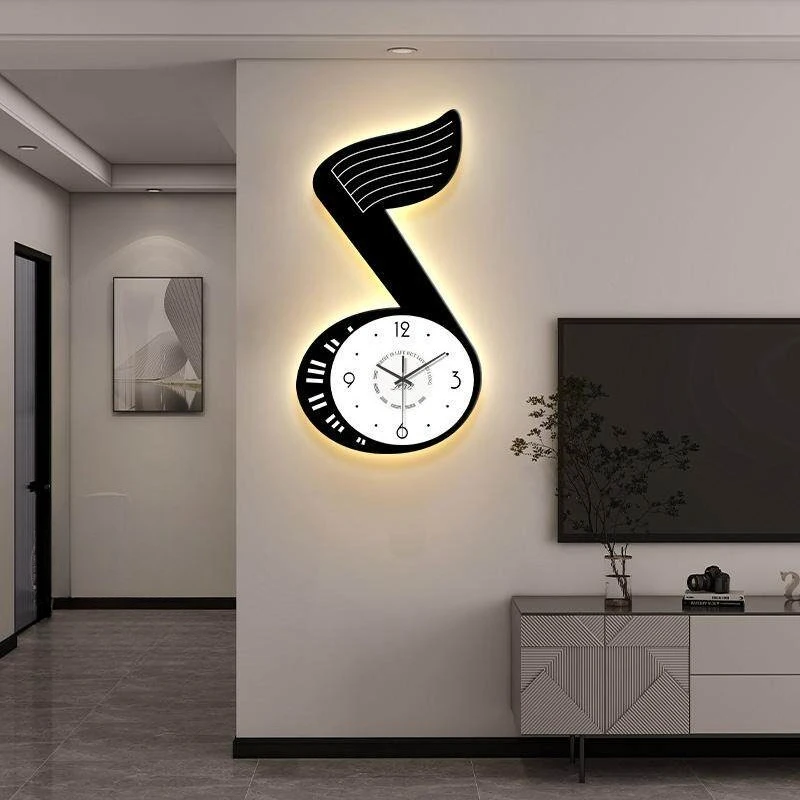 Simple fashion Wall clock creative living room aisle music note Wall clock Interior entrance arts reloj pared Home decoration