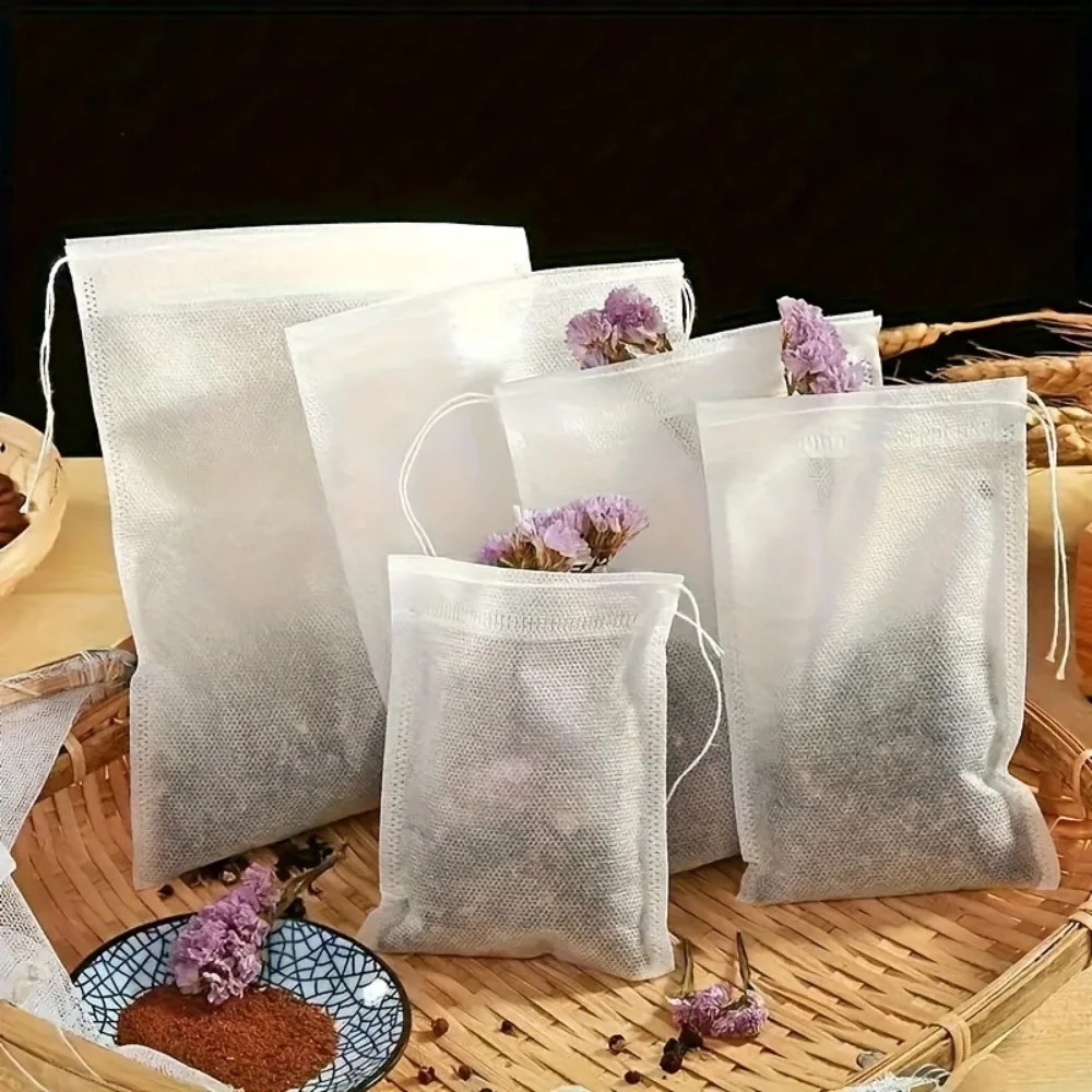 100Pcs Food Grade Tea Bag Non-Woven Drawstring Filter Bag Used to Make Tea Soup Seasoning Bag Filter Kitchen Supplies