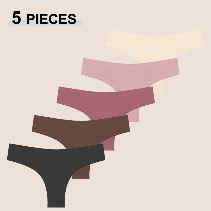 5PCS frauen Nahtlose Höschen Sexy Brasilianische Höschen Weiblichen Niedrigen Taille Einfarbig Briefs Komfortable Unsichtbare Atmungsaktive Dessous