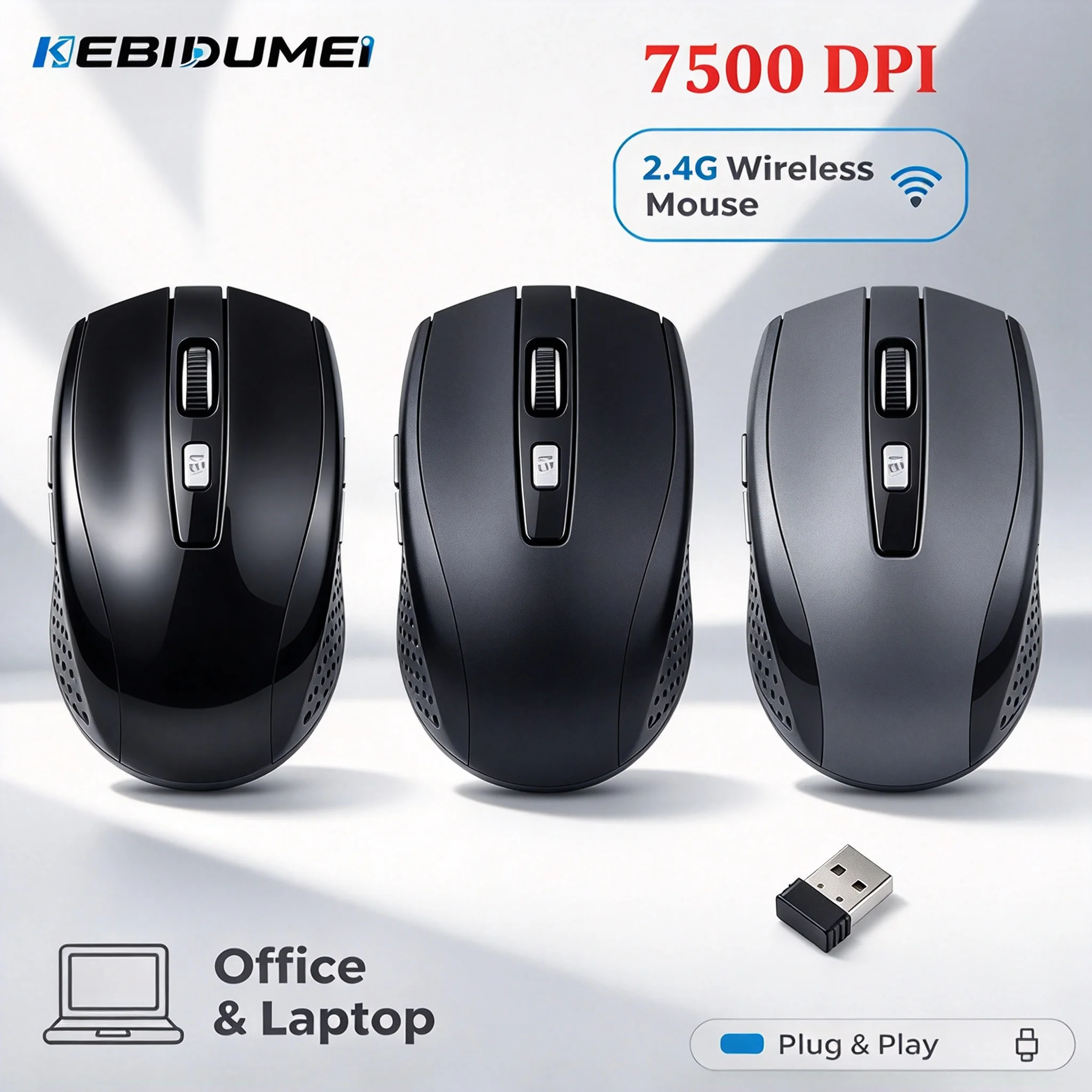KEBIDUMEI 1600DPI 2.4G Wireless Mouse 6D Button Gaming Mouse Ergonomic Silent Office Mice Computer Accessories For Mac Windows