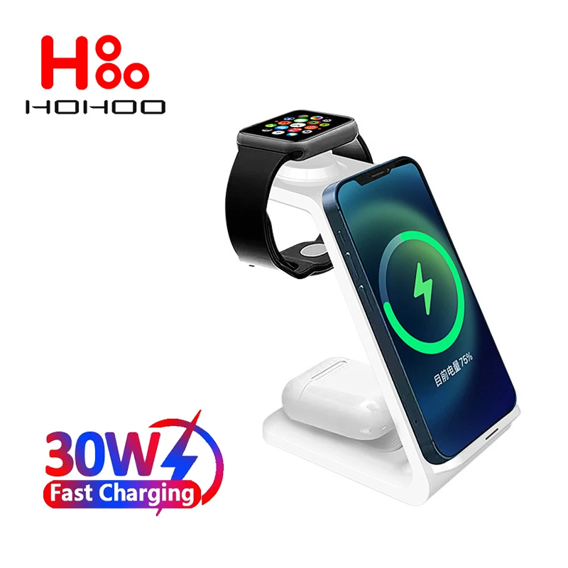 3 in 1 30W Wireless Charger For Samsung Galaxy S24 23 22 21 Galaxy Buds 2 Pro For iPhone 15 14 13 12 Watch Fast Charging Station