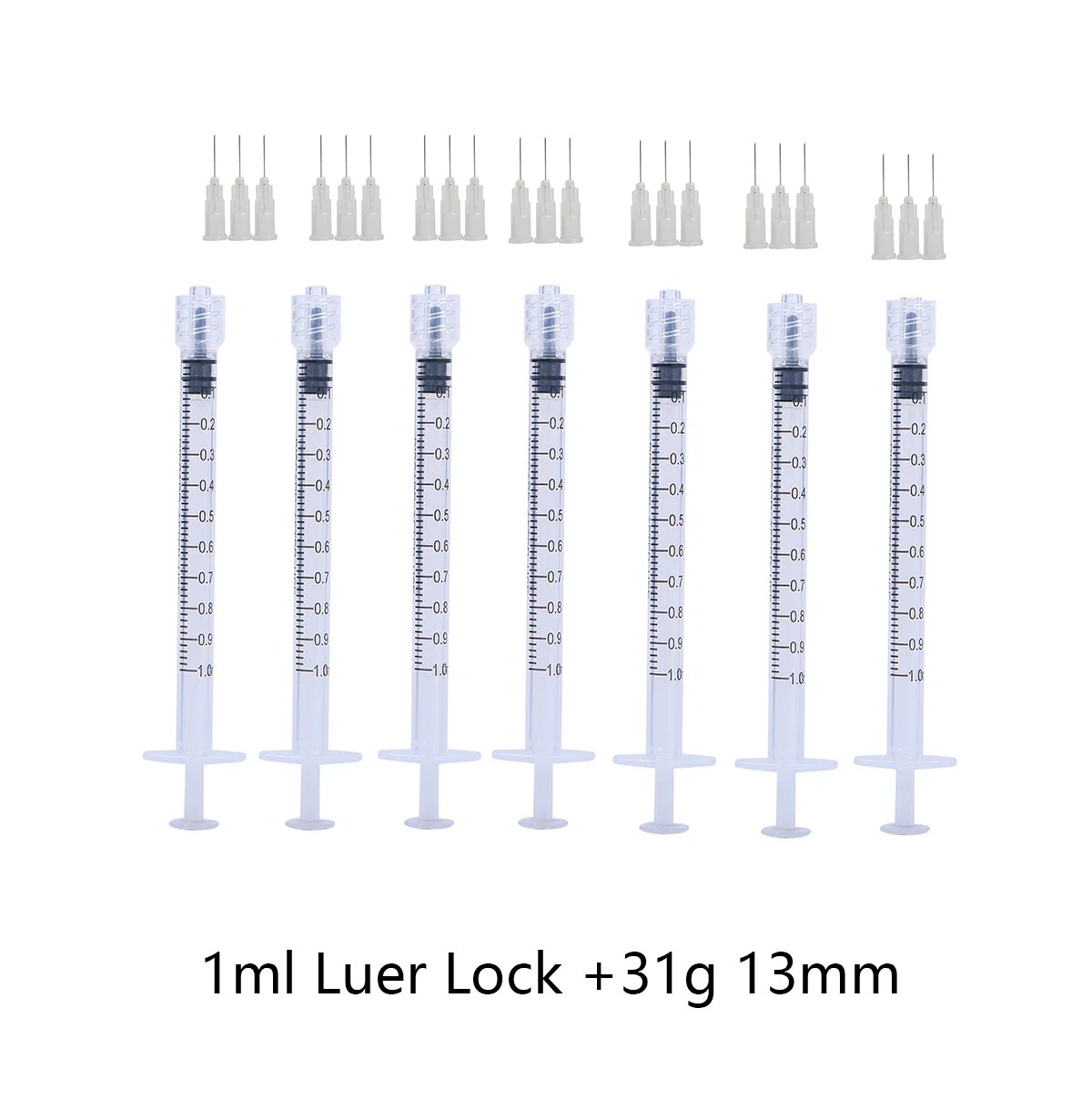 1ml Luer Lock Syringes+34G4mm 32G 30G29G 26G25G23G21G Injection Needles Injection Tool Sharp Pointed Needles Disposable Needle