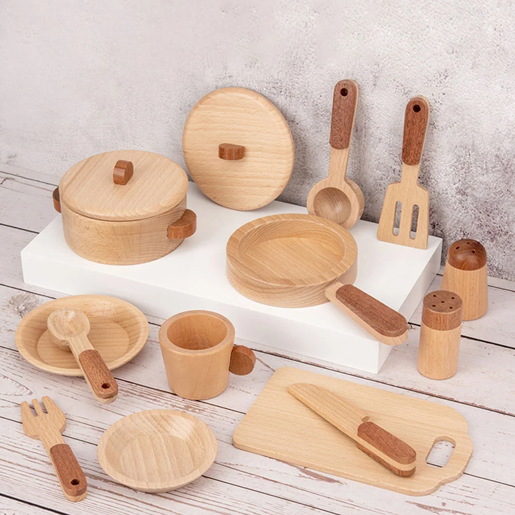 

Mini Beech Kitchen Utensils Baby Child Kids Toys Play Playsets 15X95X1CM Playing House Prop