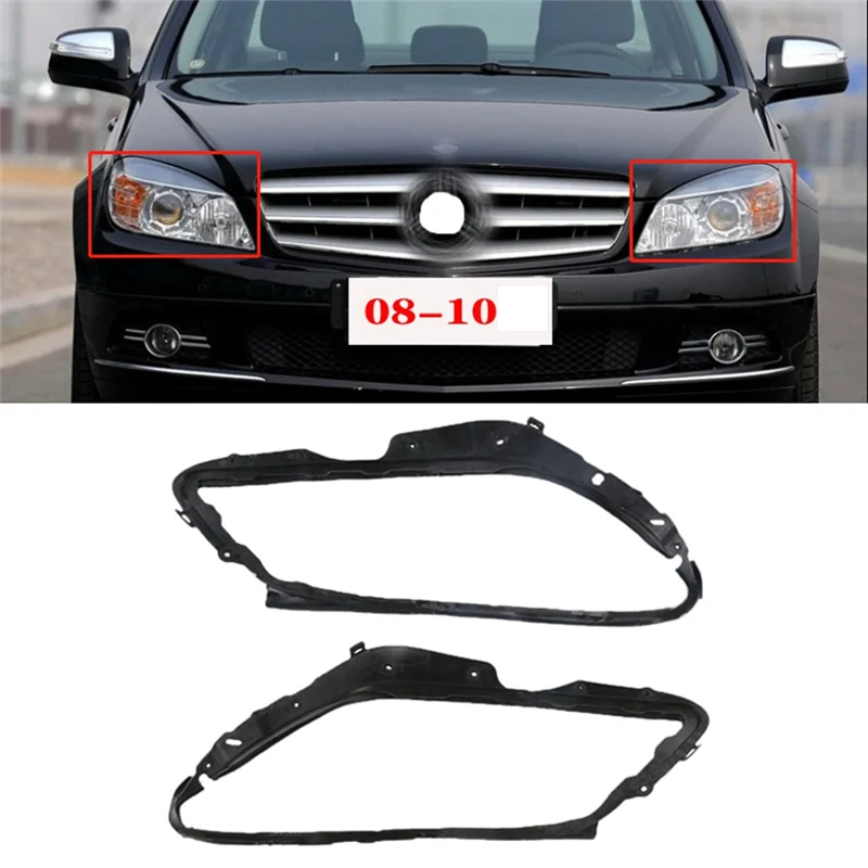 1Pair Car Front Headlight Lens Cover Trims Strip Headlight Sealing Strip Gasket for Benz W204 C180 C200 2008-2010