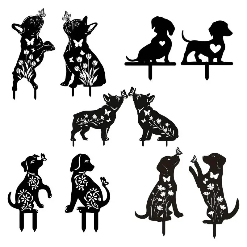 E8BD Handmade Iron Sculpture Stake Durability Iron Art Statue Stake For Terrace Balcony And Flower Bed Decoration