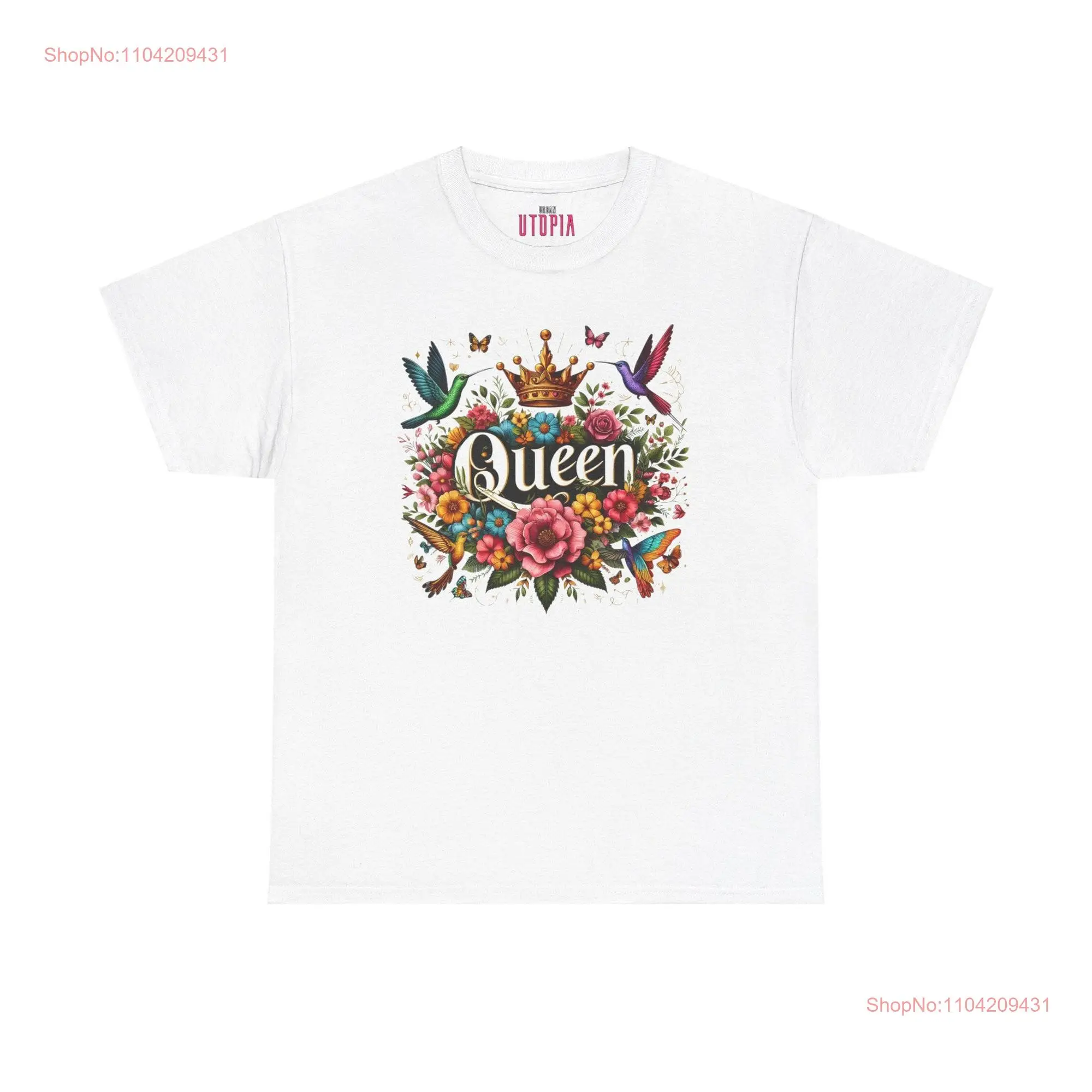 Blossoming Queen of Nature Floral and Avian Majesty T Shirt Vintage Style Garden Delight Vibrant Colors for Festive Vibes