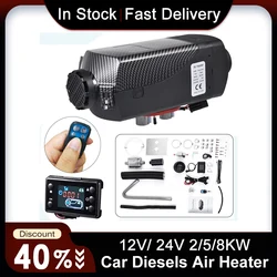 Carro Diesels Air Heater + LCD Monitor, Aquecedor de Estacionamento para Caminhão, Reboque, Barco, RV, Similar para Websato Eberspace, 12V, 24V, 1-8kW