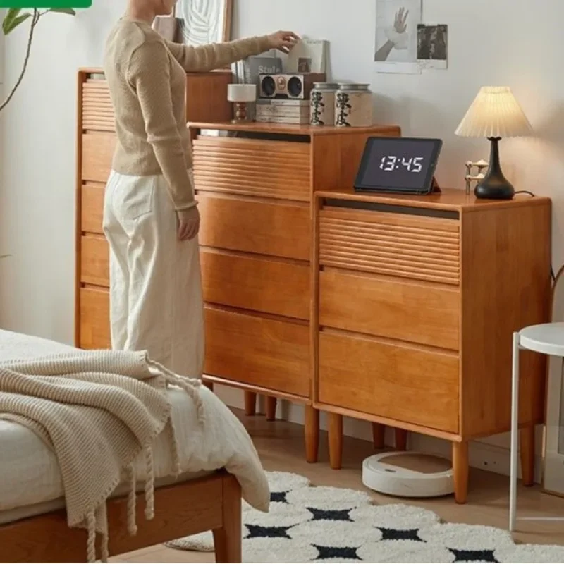 Solid wood chest, cherry wood color crevice cabinet, Japanese bedside cabinet, household narrow cabinet