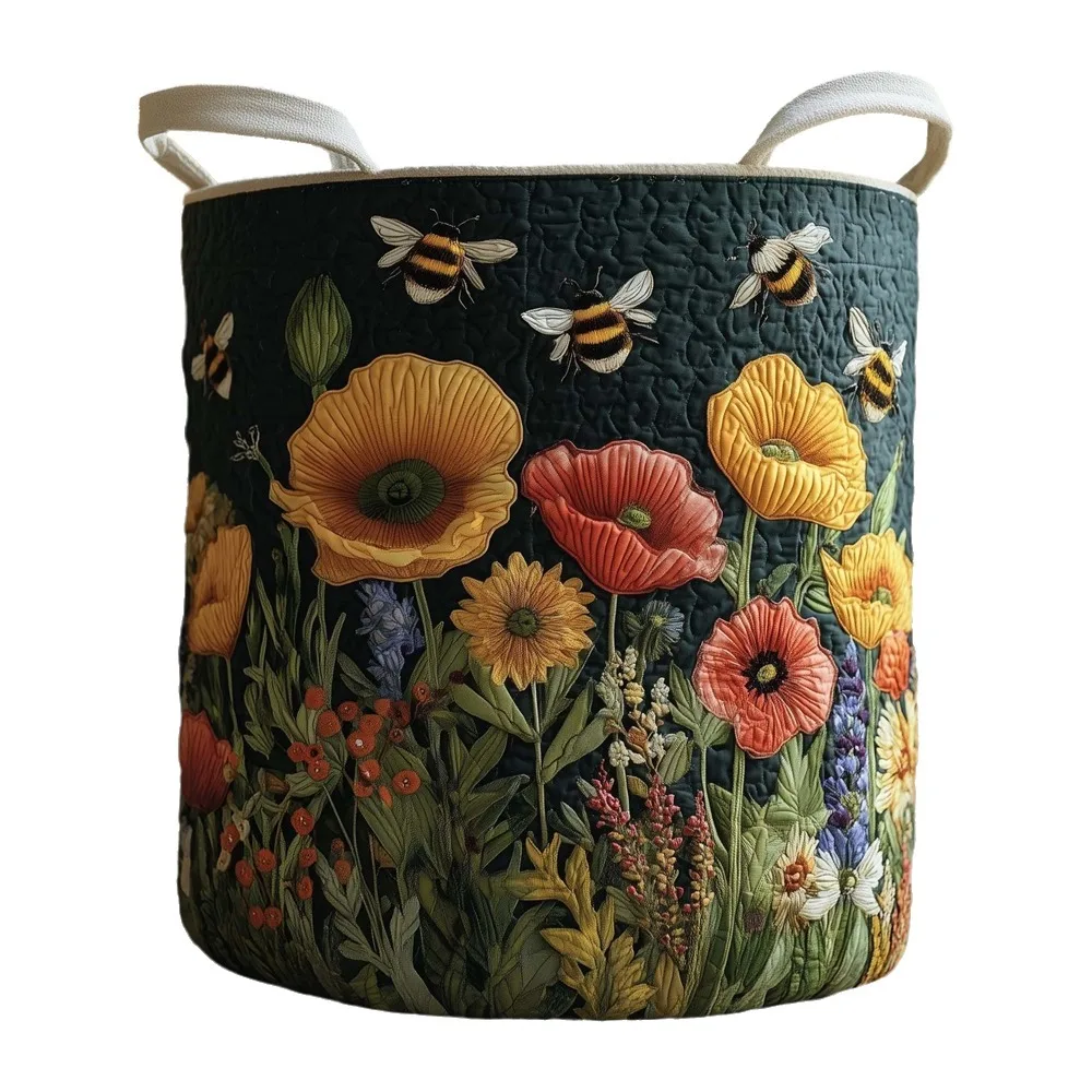 Multi Color Pattern Quilted Laundry Basket Large Capacity Folding Clothes Storage Bucket with Handle Space Saving
