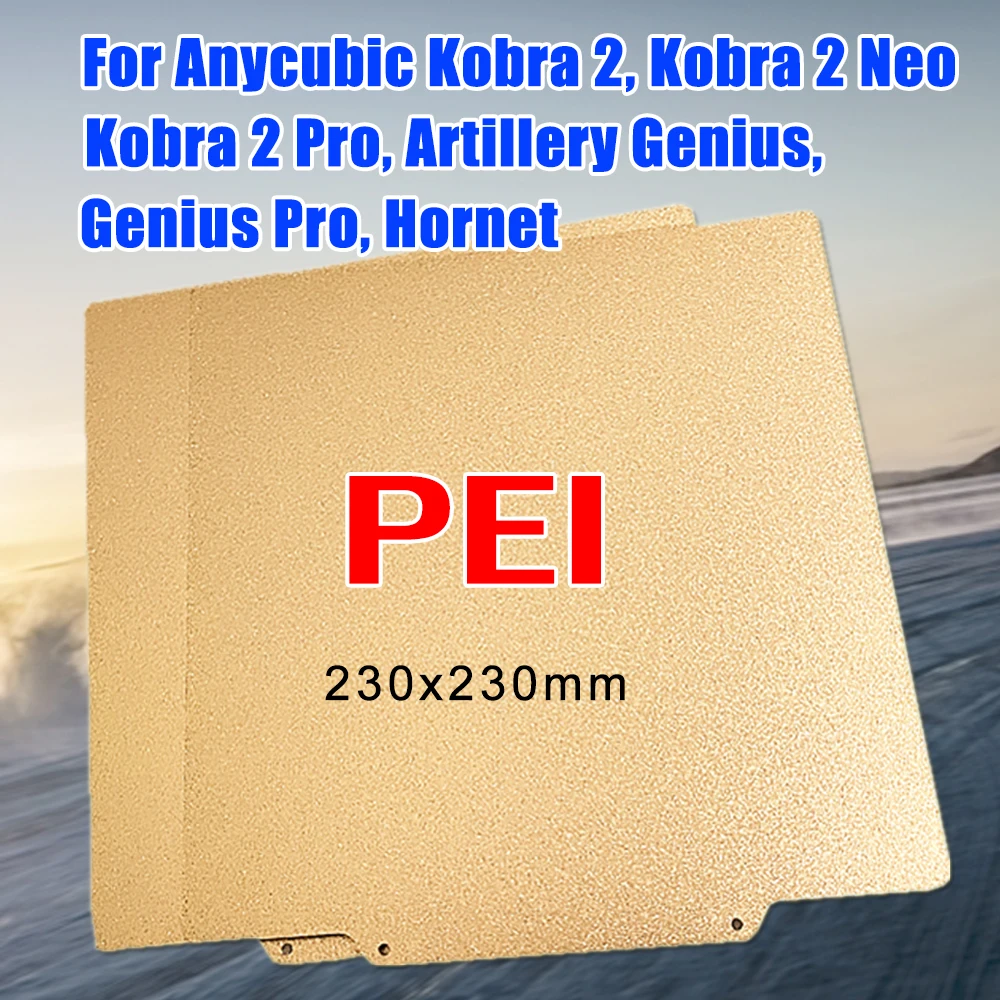 

PEI для Anycubic Kobra 2, Kobra 2 Neo/Pro PEI Plate 300 ° Лист C PEI с порошковым покрытием для сборной пластины Artillery Genius Pro/Hornet