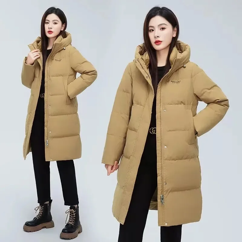 

Cotton Padded Jacket Women Parkas Long 2025Winter New Stand Collar Warm Cotton Padded Coat Ladies Fashion Outwear Bread Overcoat