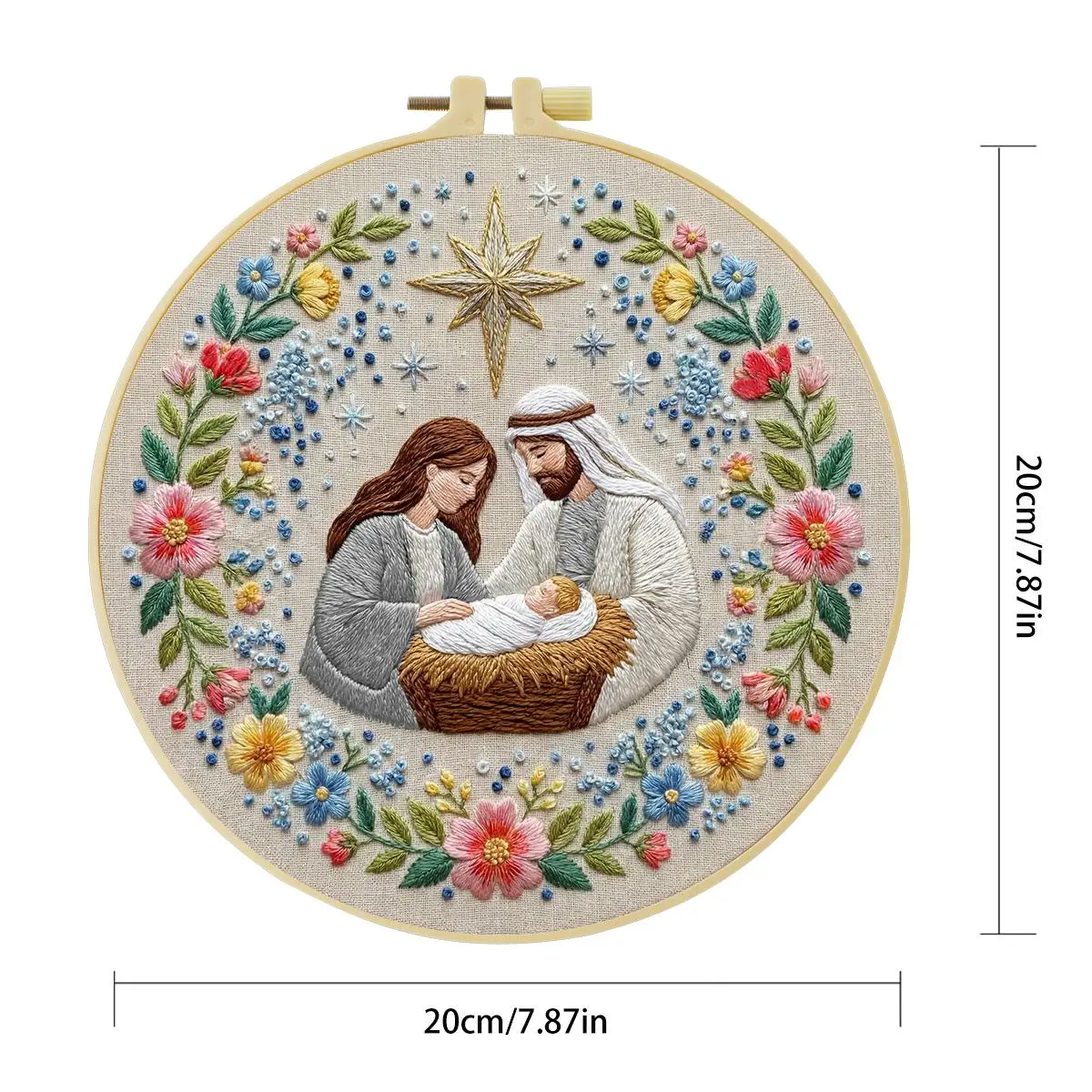 1 Stück 20X20CM/15X15CM 7,87/6,3 Zoll Religiöses Stickerei-Starter-Kit DIY-Kit DIY-Stickerei-Set für Anfänger – Detail 4