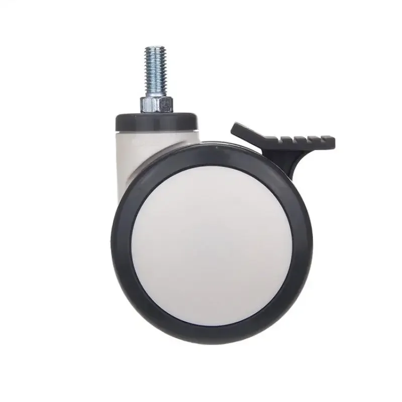 4Pcs 4Inch Universal Wheel Caster PU Rubber M12x25 Threaded Stem Swivel Silent Medical Casters with Brake for Furniture Movement