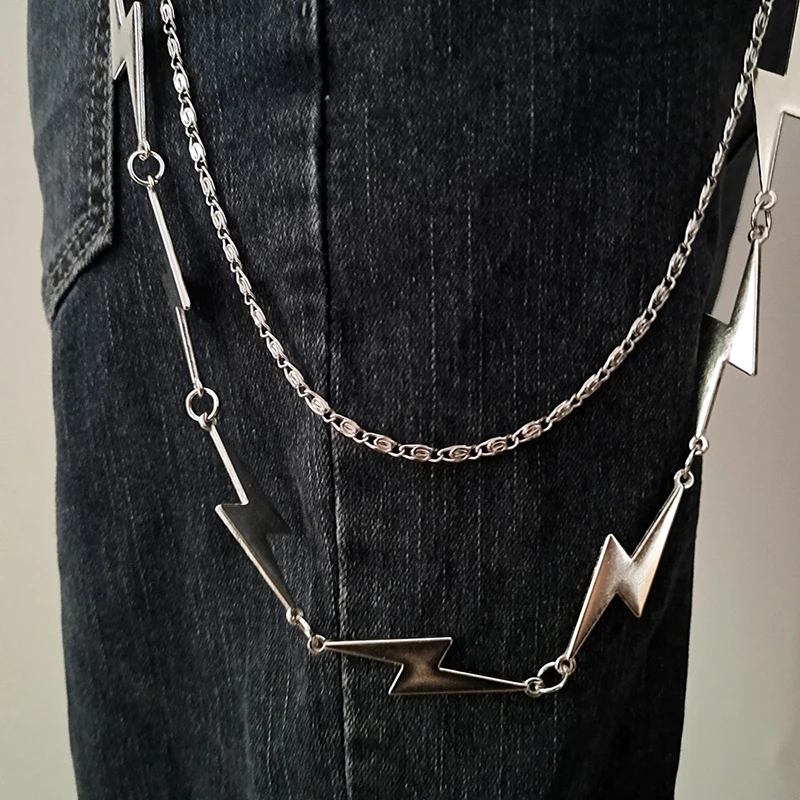 Accessories: New Fashionable And Versatile Men's And Women's Waist Chains, Punk Metallic Lightning Bolt Pendant Trouser Chains