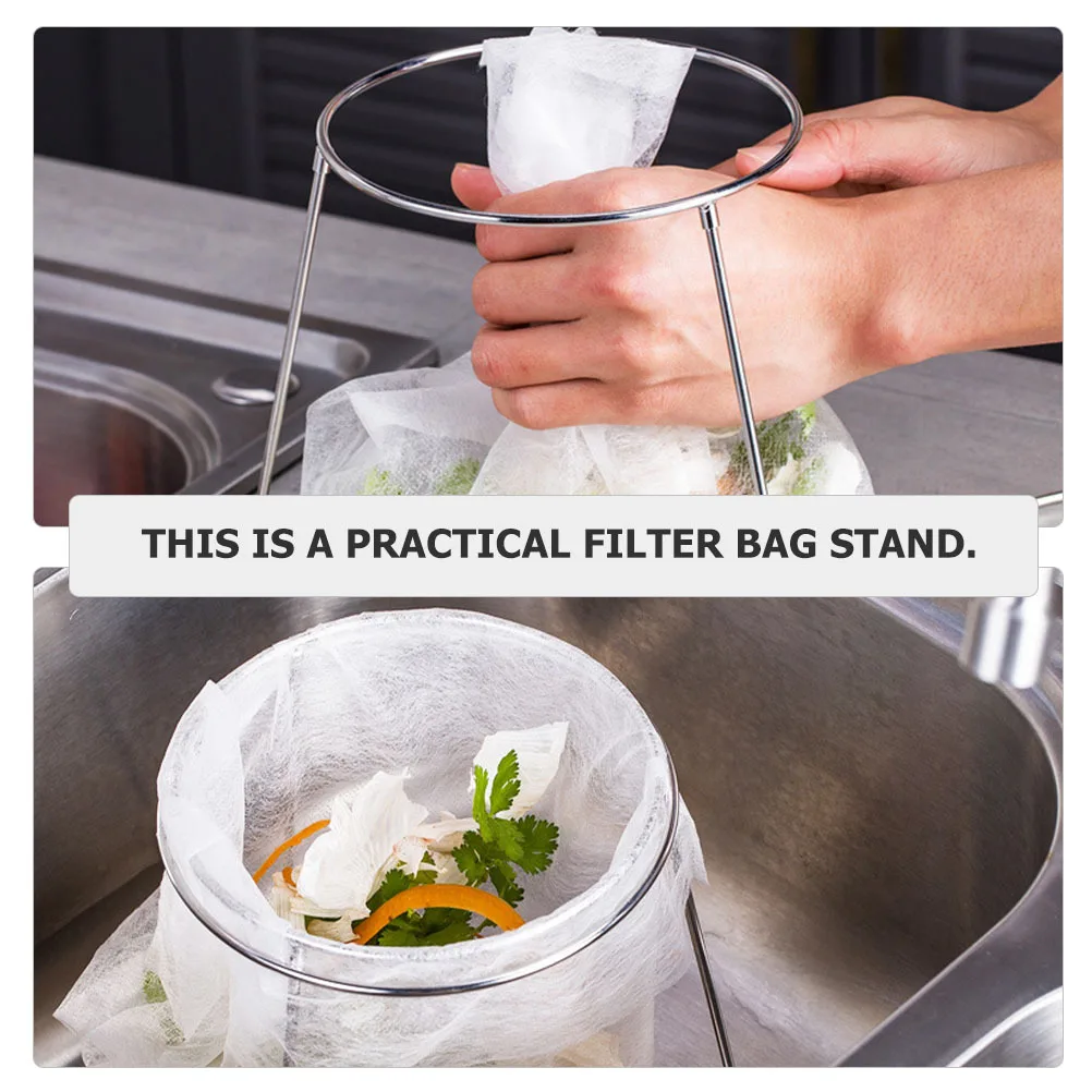 حامل حقيبة فلتر من الفولاذ المقاوم للصدأ ذو سطح أملس، تصميم خالٍ من الأزيز، مناسب لحامل حقيبة مصفاة غرفة الغسيل في المطبخ #6
