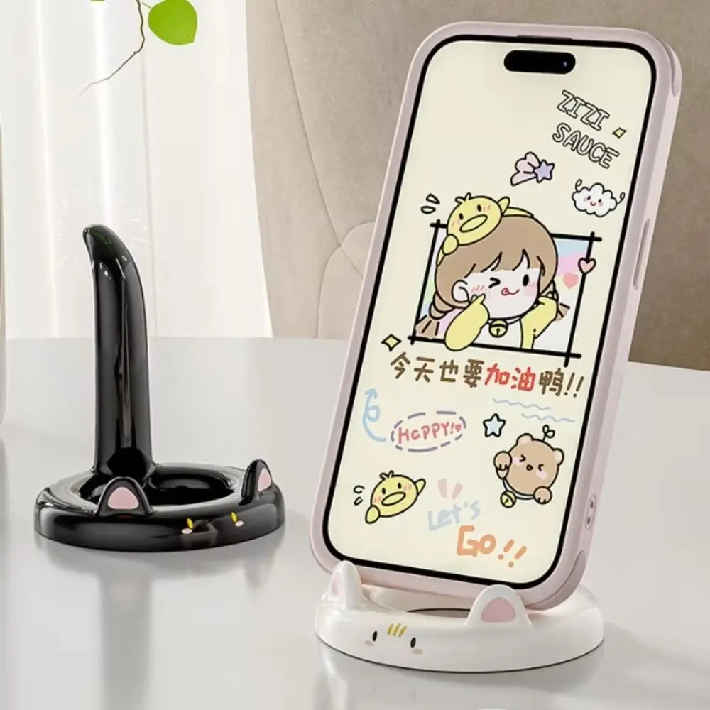 

Resin Cat Mobile Phone Holder Anti Slip Craft Ornaments Cat Desktop Stand Portable Figurine Cat Shape Phone Bracket Decorations