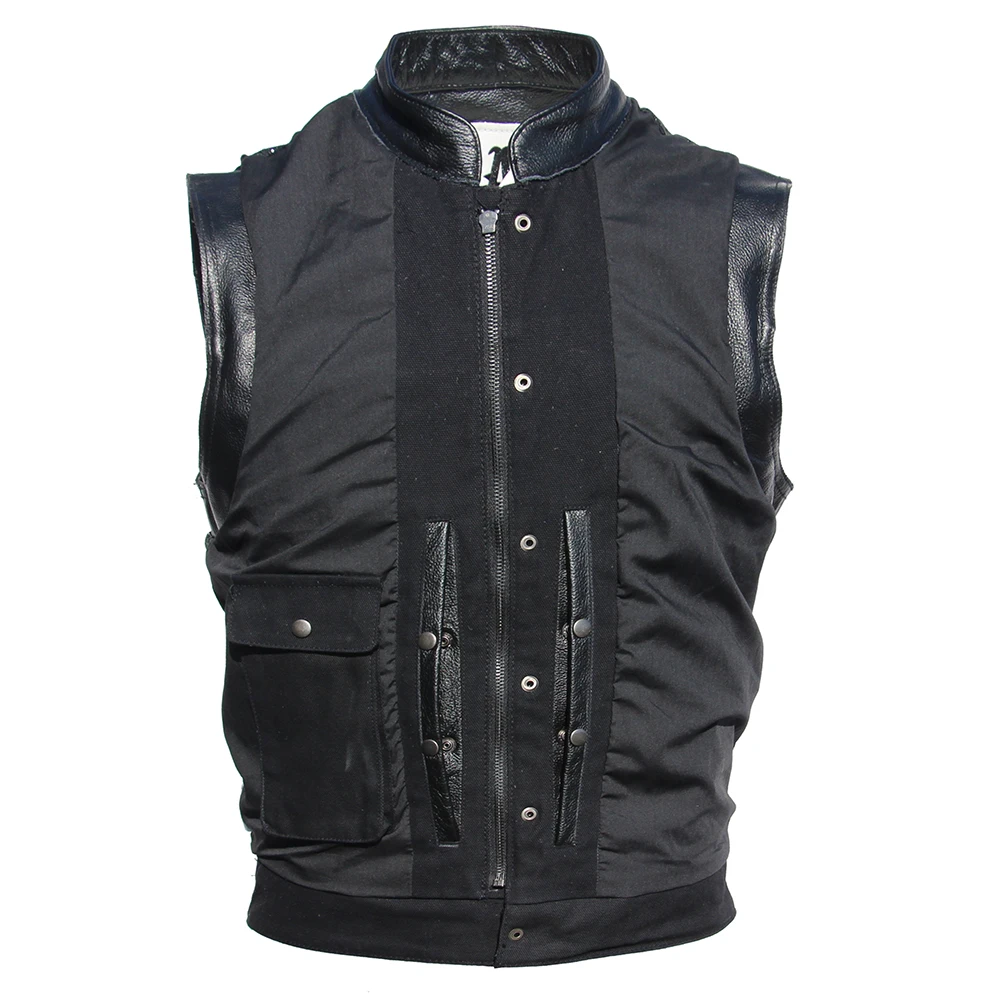 Mymyguoe Gilet Moto Cuir Homme – Coupe Ajustée Biker, Sans Manches, Fermeture Éclair, Style Vintage Rocker