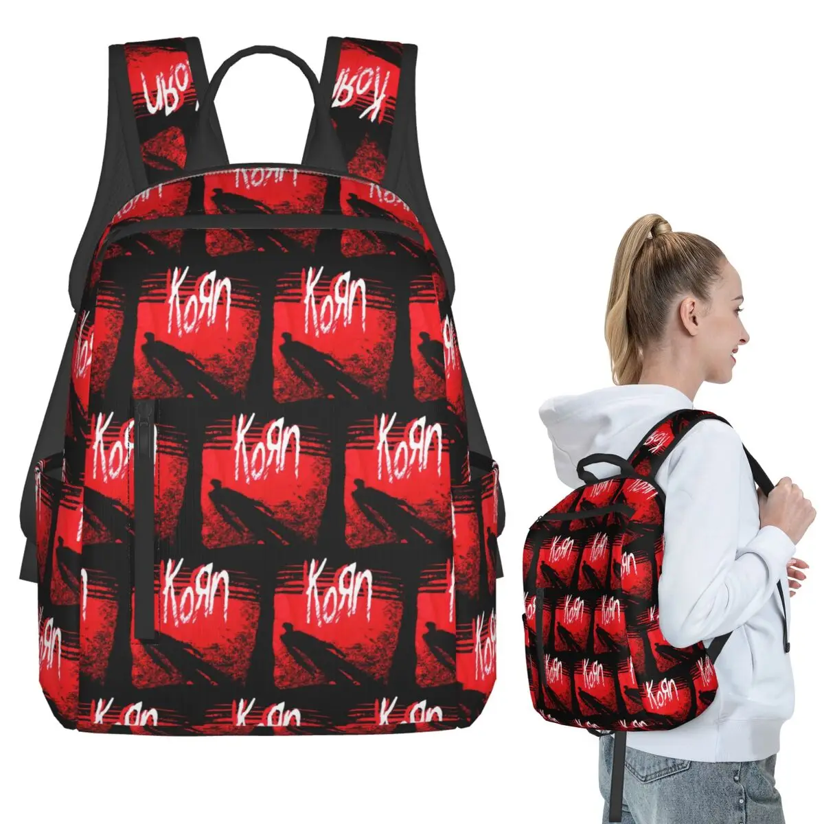 

Korn Metal Rock Music Backpack Student BookBag Kids School Bag Computer Shoulder Bags Boys Girls