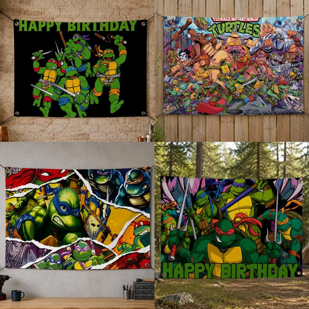 Cartoon Action Famous TV T-Teenage Mutant Ninja Turtles Flags Flag Banner for Bedroom Dorm Party Home Living Room Game Room Gift