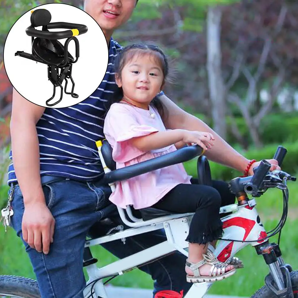 Front Mounted Child Seat with Handrail and Pedal \' Seats Front Seat Saddle Cushion for Mountain Bikes Folding