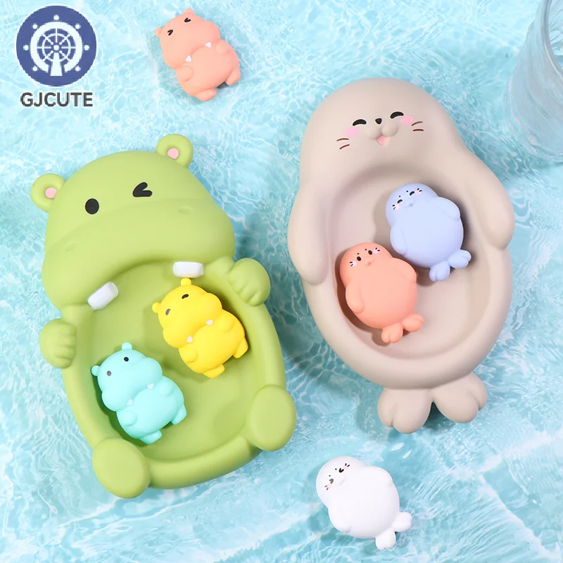 Bathroom Floating Animal Hippo Otter Sealed Floating Play Toy Baby Bath Bath Toy Swimming Pool Parent-child Interactive Toys