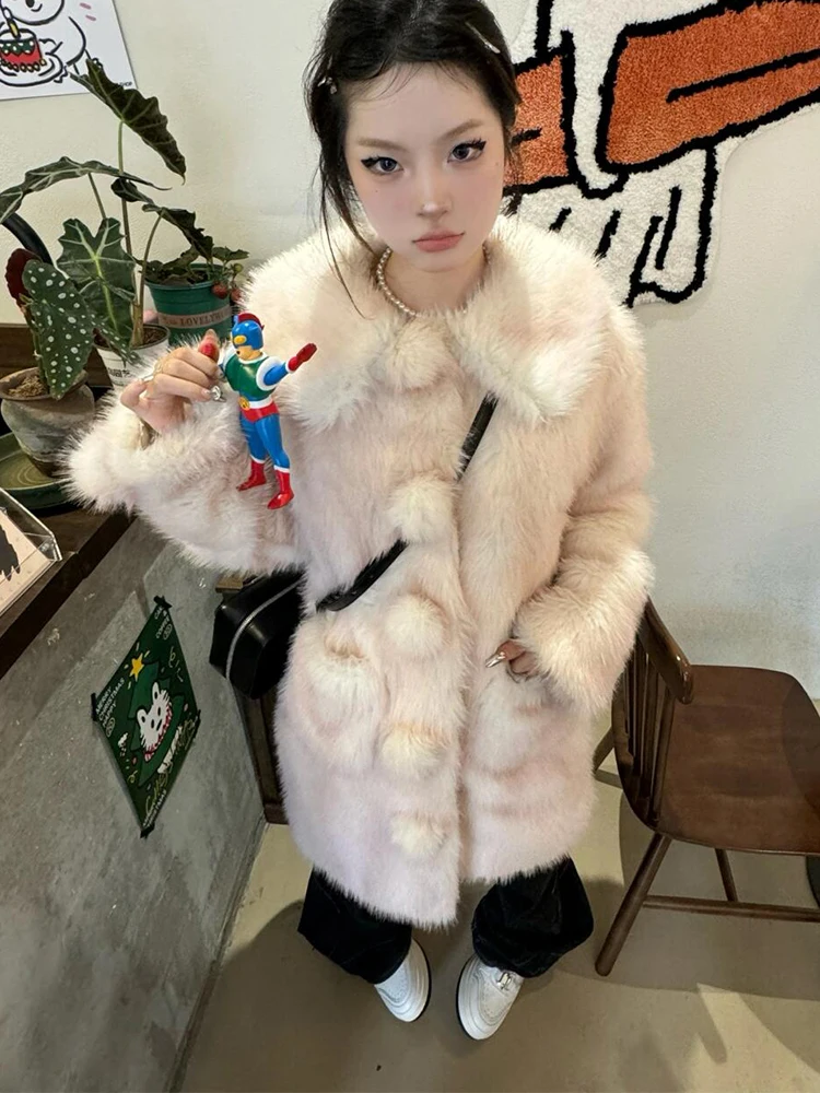 

2025 New adient Fur Coat Women ort Thiened Eco-friendly Plu Cotton Top Winter Faion Outerwear Korean Sle