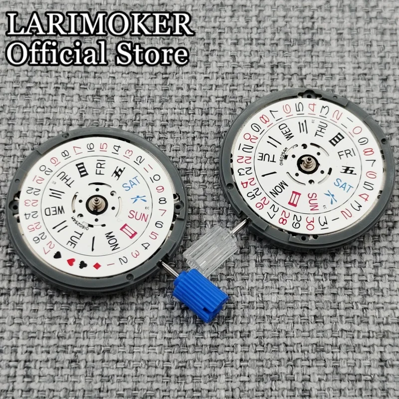 

LARIMOKER White Disc With Black Red And Blue Week-Date Display And 3 Points Crown 24 Jewels NH36 Automatic Movement Watch Parts