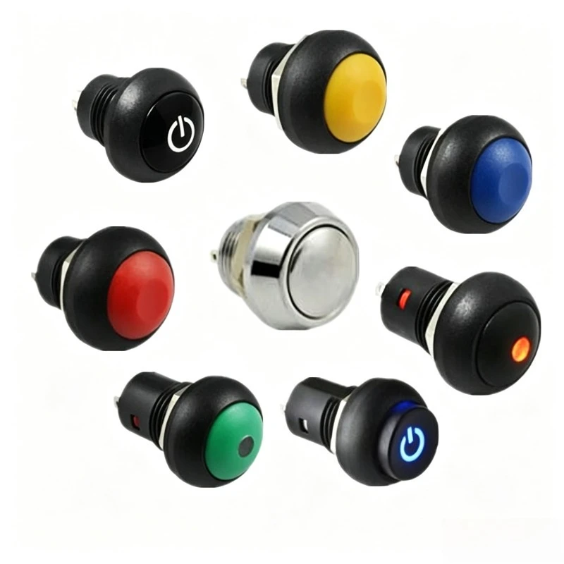 5 high-quality 12mm diameter waterproof push button switches with reset and self-locking function