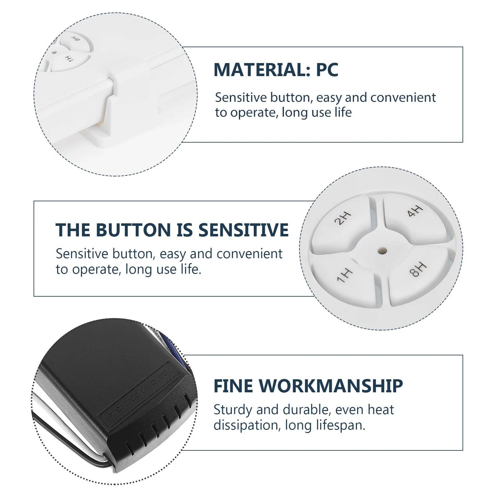 Kit telecomando universale per ventilatore da soffitto wireless Lunga durata Facile da usare Impostazioni di temporizzazione Pulsante in gomma per hotel domestici