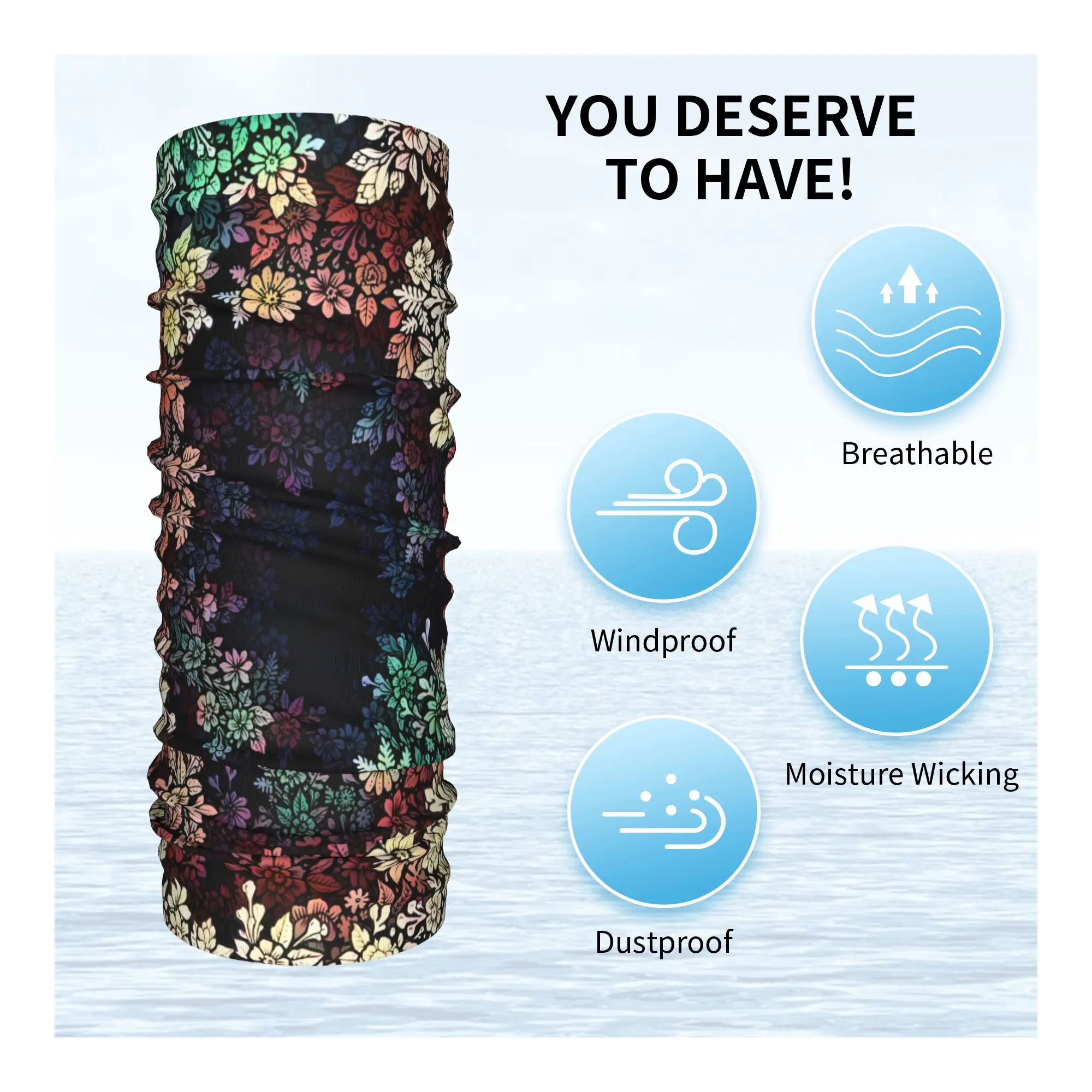 Custom Flower Bandana Neck Gaiter for Hiking Camping Women Men Wrap Scarf Fashionable Digital Print Headband Warmer image 3