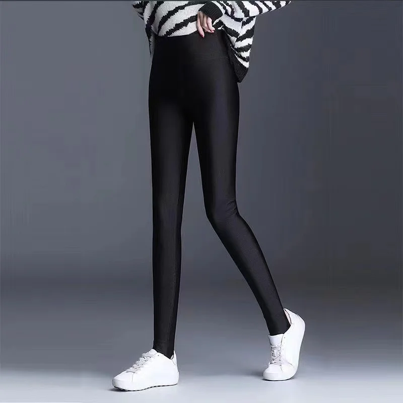 Glossy pants super thick imitation lamb cashmere artificial velvet leggings winter warm pants