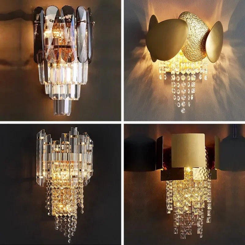 Imagem -05 - Crystal Sconce Wall Light para Quarto Sala de Estar Lâmpada de Parede de Cristal Nórdico Corredor Decoração Doméstica Lustre