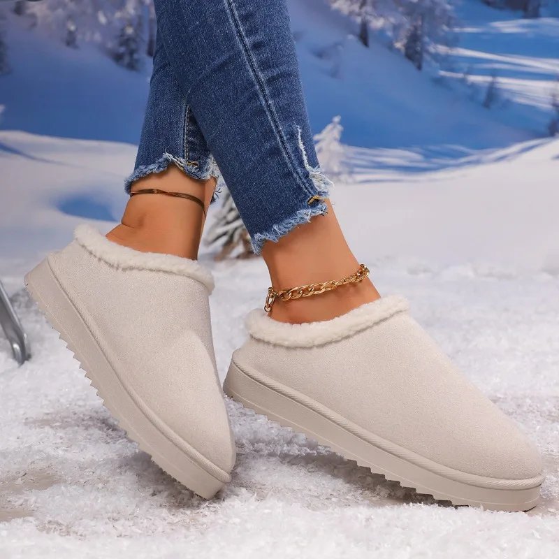 2025 Damen Winter Neue Mode Runde Zehen Designer Kurze Plüsch Pantoletten Tägliche Freizeit Bequeme Hausschuhe mit dickem Boden Größe 36-44