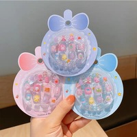 12Pcs/Box Child Girl Fake Nail Tips with Bracelet Cartoon Cute Animal Kawaii Design Press on Nails Self-Adhesive Decals Stickers