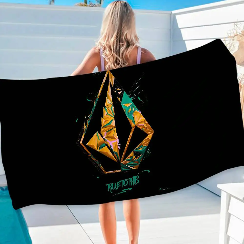 V-Volcoms LOGO Microfiber Printed Beach Towel Mountain Climbing Yoga Beach Swimming Running Absorbent Soft Towel
