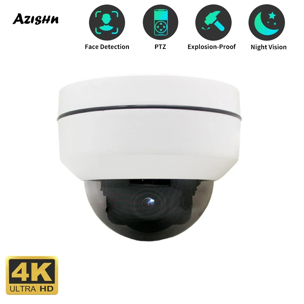 Gadinan 8MP 4K 5X Zoom Outdoor PTZ IP Camera Face Detection Explosion-Proof Security Surveillance External POE Dome Video Camera