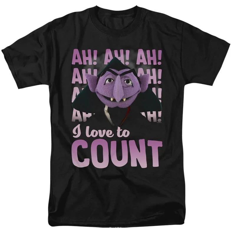 Sesame Street Count Von Count I Love To Count Black Adult Shirt