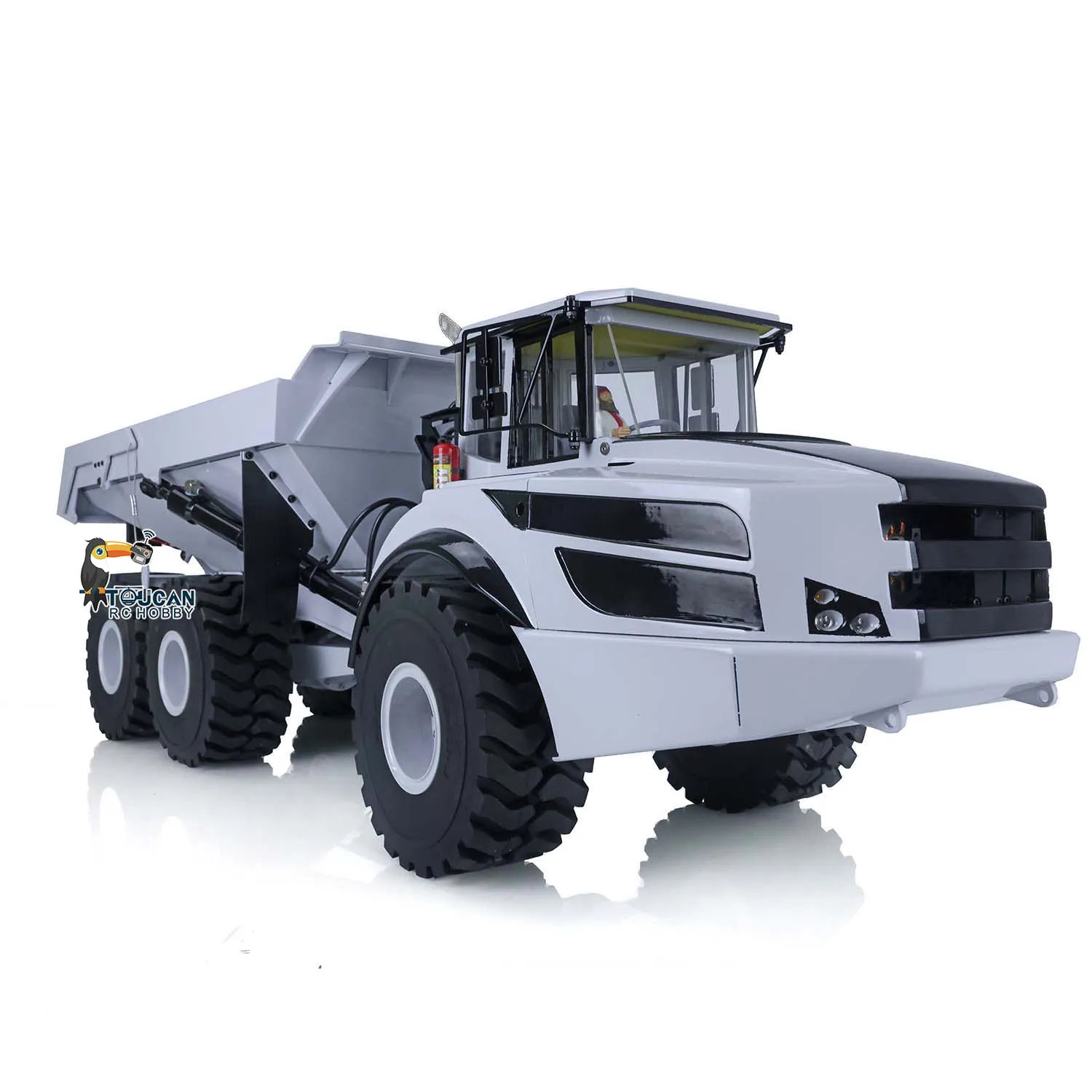 XDRC 1/14 Schaal A40G RC Gelede Vrachtwagen RTR Simulatie Model Metalen 6x6 Auto Wit Hydraulische Dumper Geluid licht Radio Motor Speelgoed