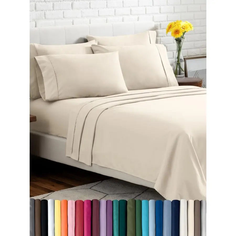 

Hotel Luxury Queen Sheet Set, Extra Soft 6 Piece Set Deep Pockets Easy Fit Cooling amp Breathable Wrinkle, Fade, Stain Resistant