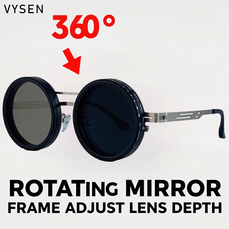 

Steampunk ND9 Speed Adjustable Dimming Sunglasses Men Punk Round Small Frame Sun Glasses Outdoor Fishing Filter Eyewear UV400